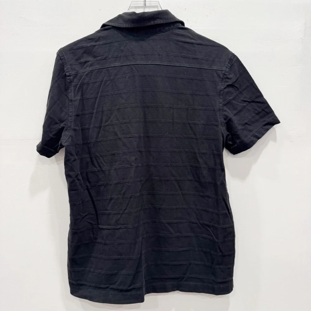 Banana Republic Black Button Down Short Sleeve Polo Shirt Cotton Medium